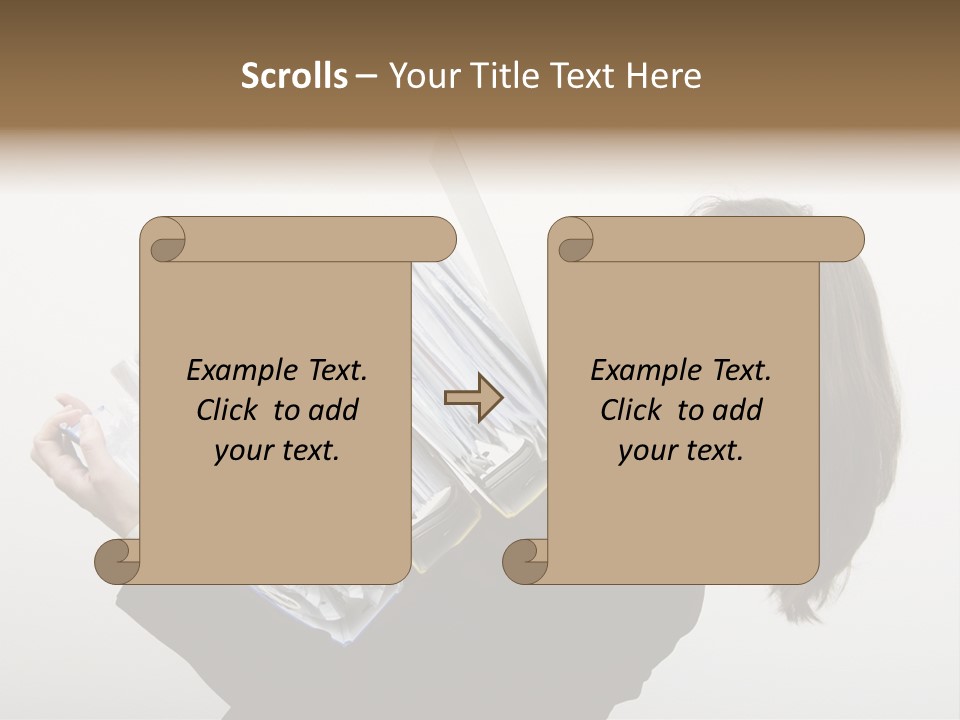 Business Woman Overloaded With Heavy Files PowerPoint Template