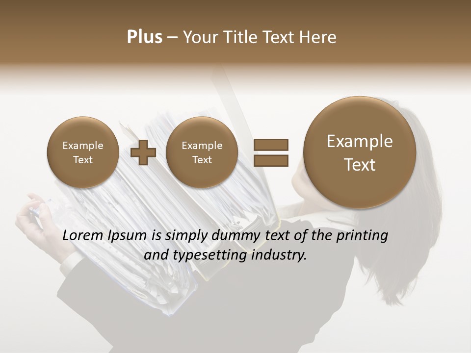 Business Woman Overloaded With Heavy Files PowerPoint Template