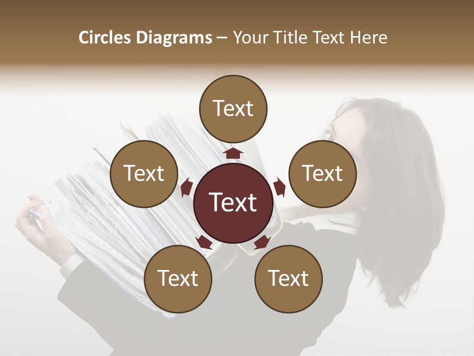 Business Woman Overloaded With Heavy Files PowerPoint Template