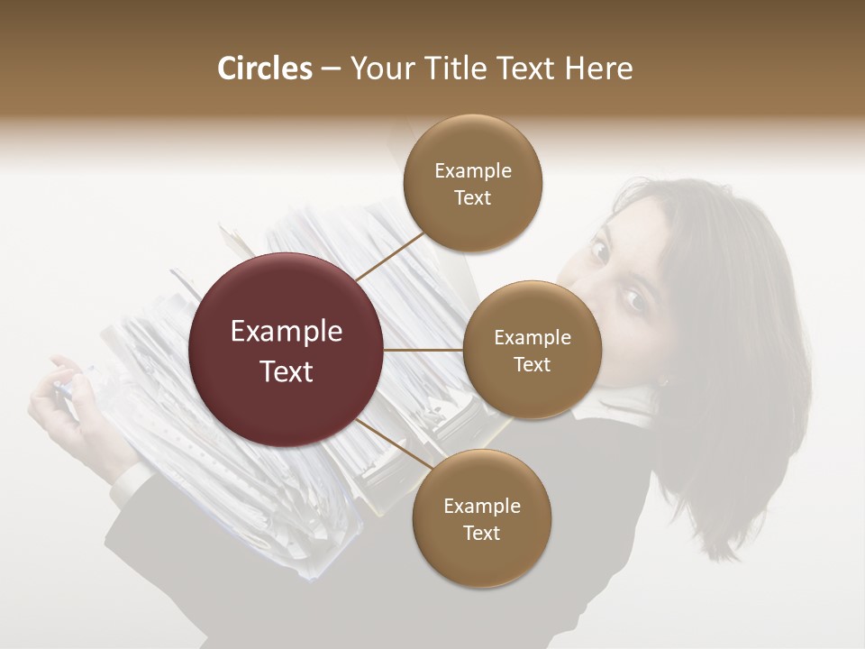 Business Woman Overloaded With Heavy Files PowerPoint Template