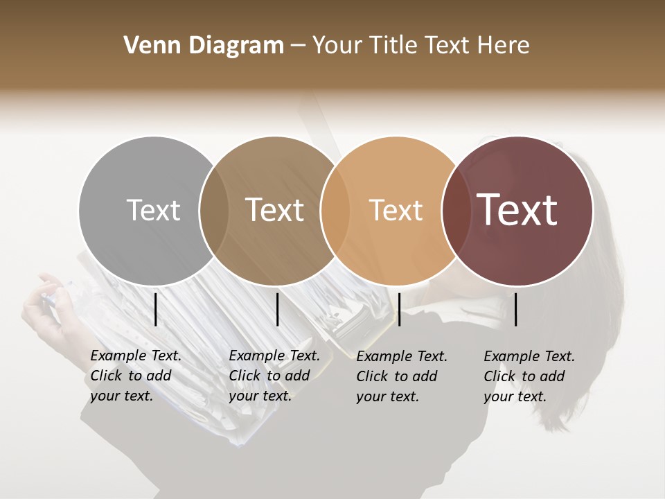 Business Woman Overloaded With Heavy Files PowerPoint Template