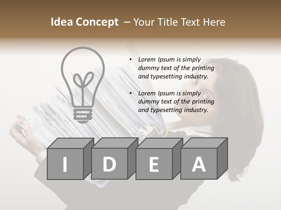 Business Woman Overloaded With Heavy Files PowerPoint Template