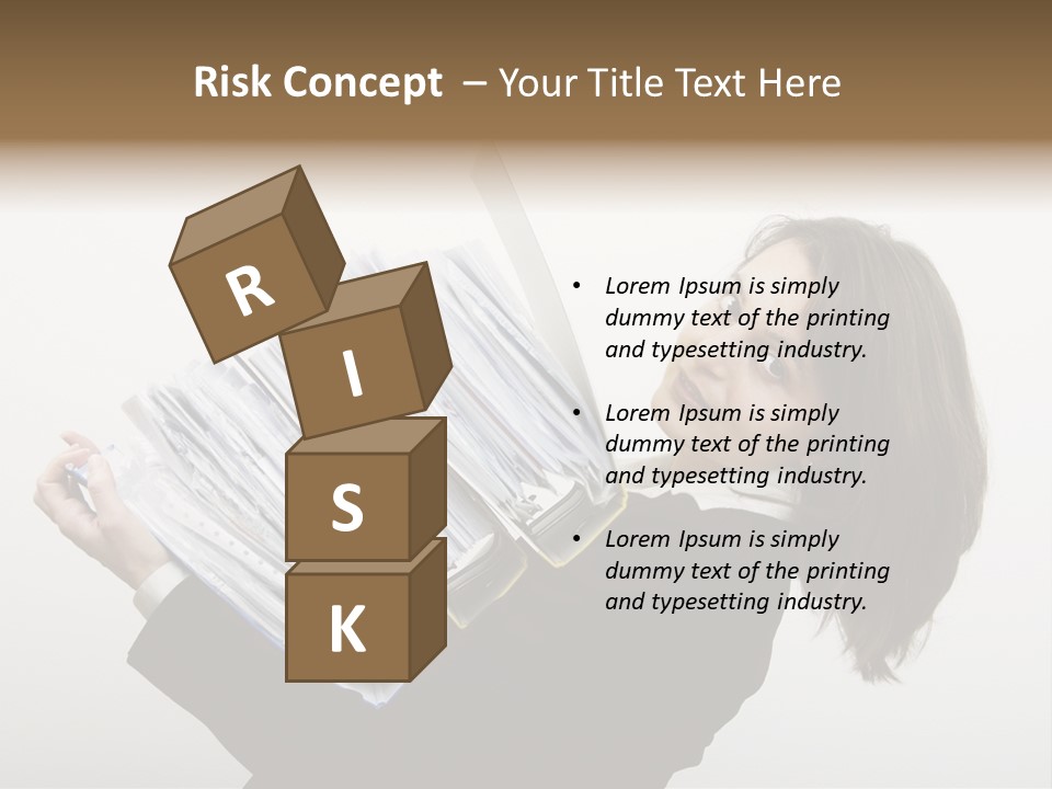 Business Woman Overloaded With Heavy Files PowerPoint Template