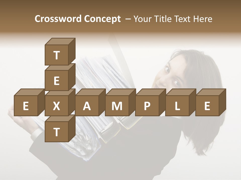 Business Woman Overloaded With Heavy Files PowerPoint Template