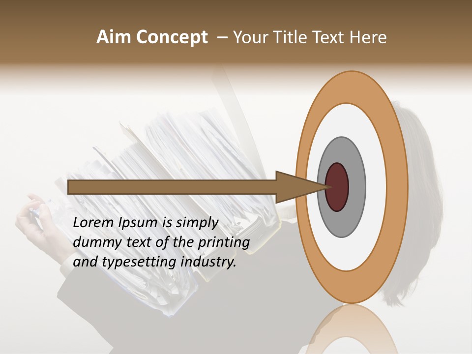 Business Woman Overloaded With Heavy Files PowerPoint Template