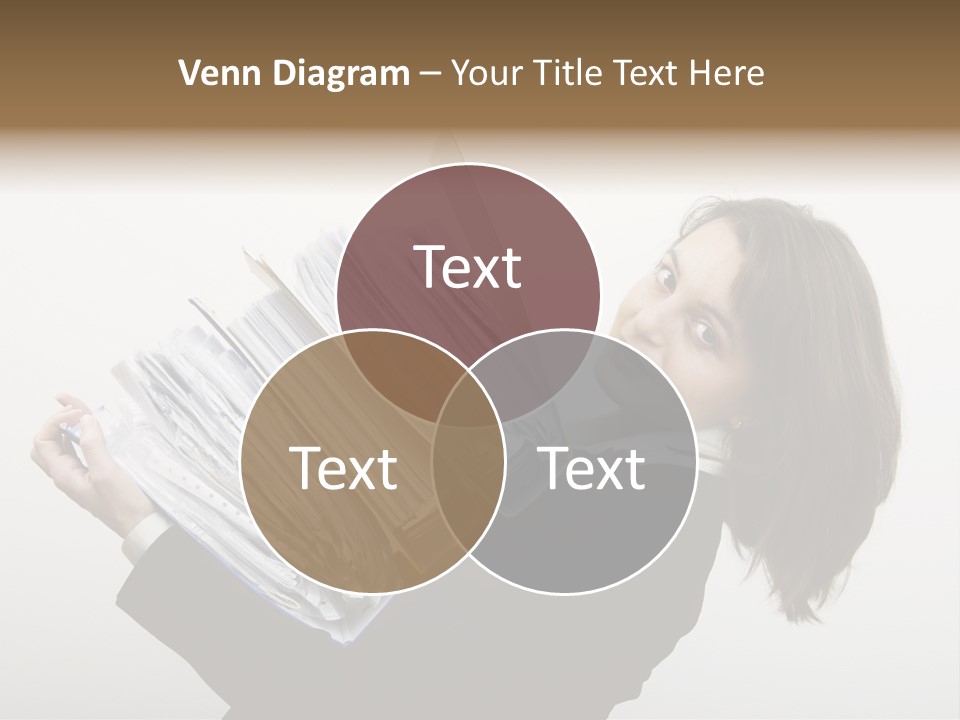 Business Woman Overloaded With Heavy Files PowerPoint Template