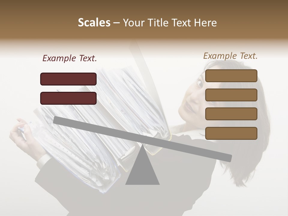 Business Woman Overloaded With Heavy Files PowerPoint Template