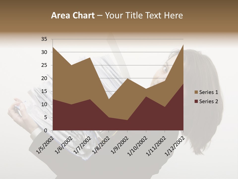 Business Woman Overloaded With Heavy Files PowerPoint Template