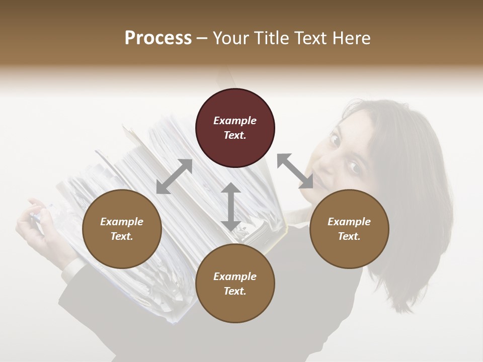 Business Woman Overloaded With Heavy Files PowerPoint Template