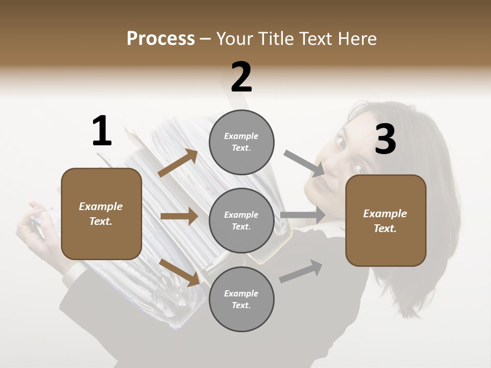 Business Woman Overloaded With Heavy Files PowerPoint Template