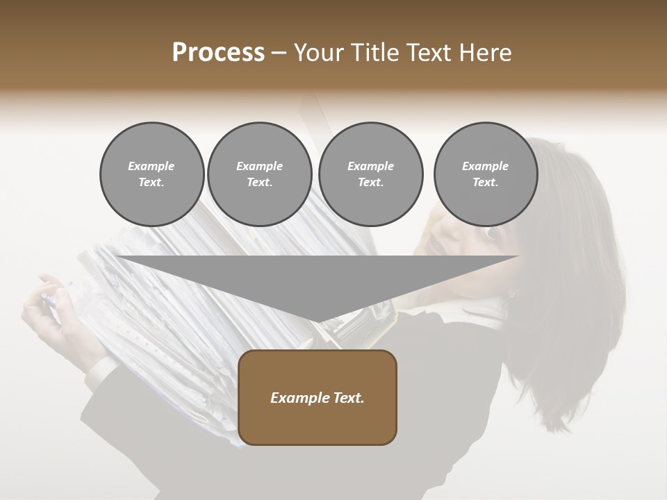 Business Woman Overloaded With Heavy Files PowerPoint Template