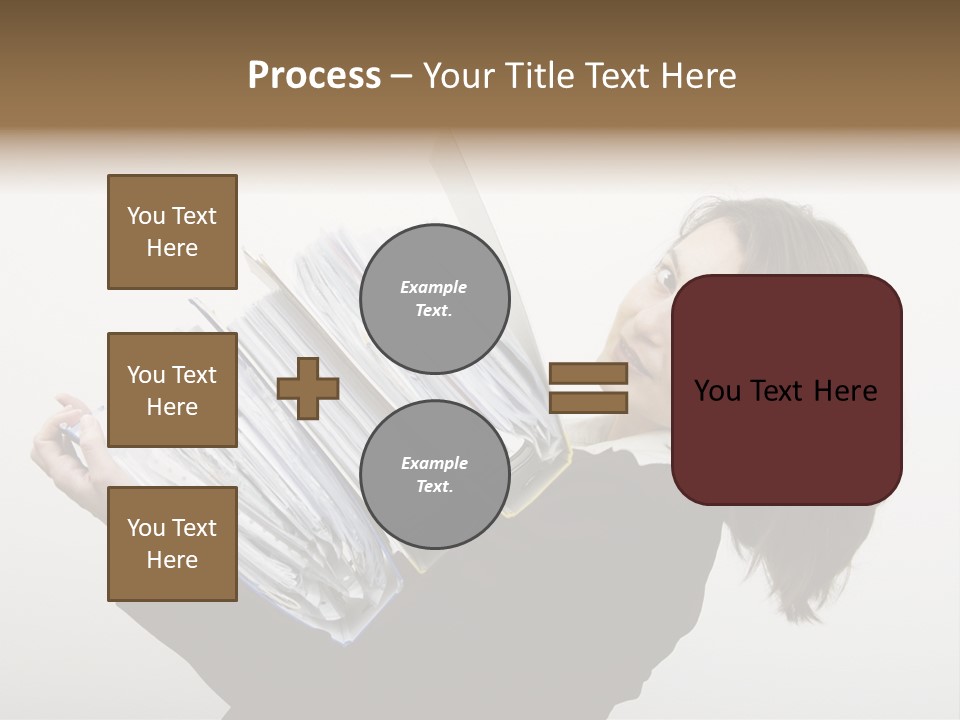 Business Woman Overloaded With Heavy Files PowerPoint Template