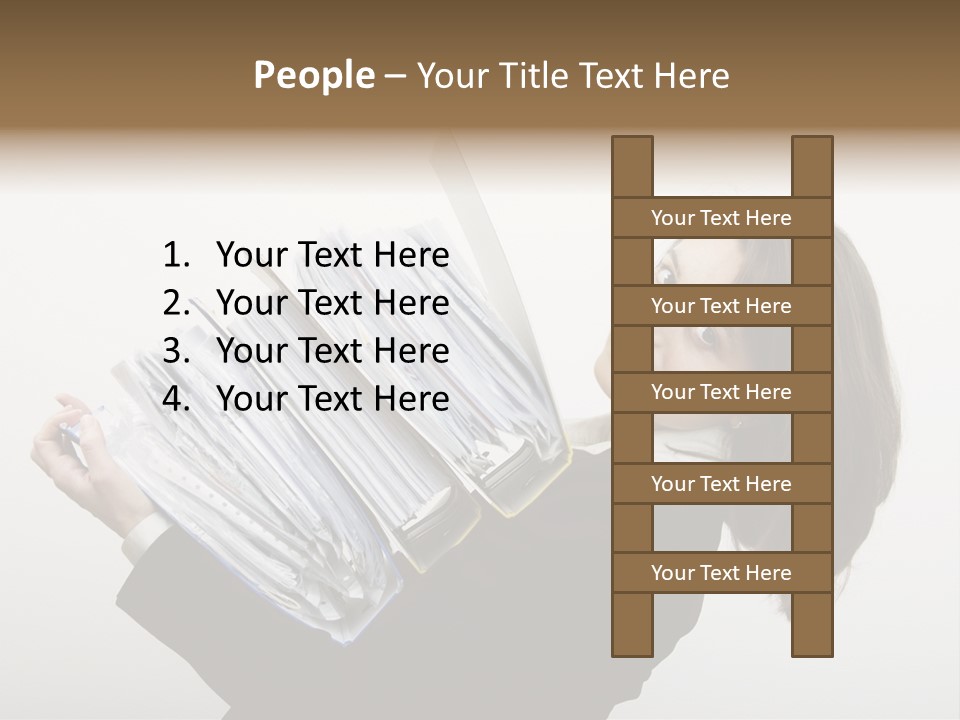 Business Woman Overloaded With Heavy Files PowerPoint Template