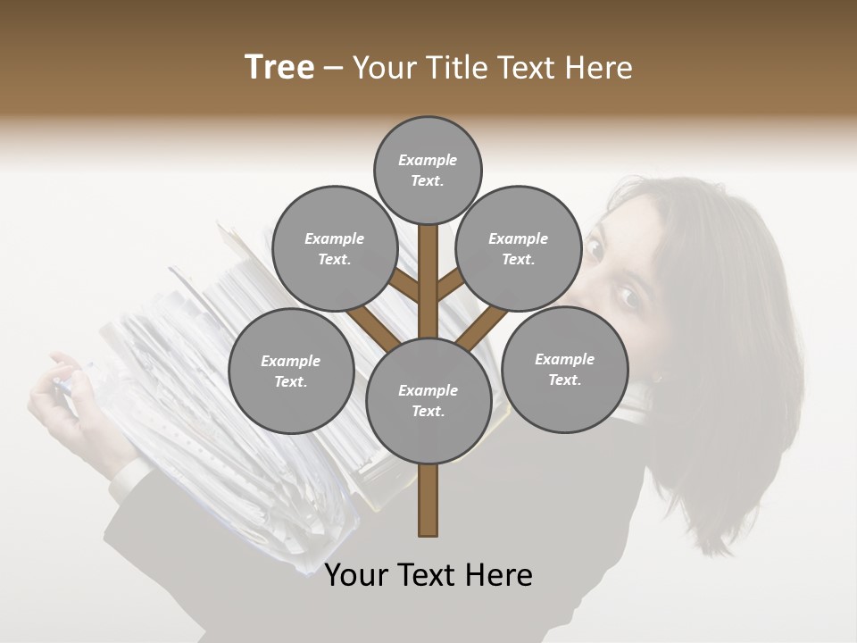Business Woman Overloaded With Heavy Files PowerPoint Template