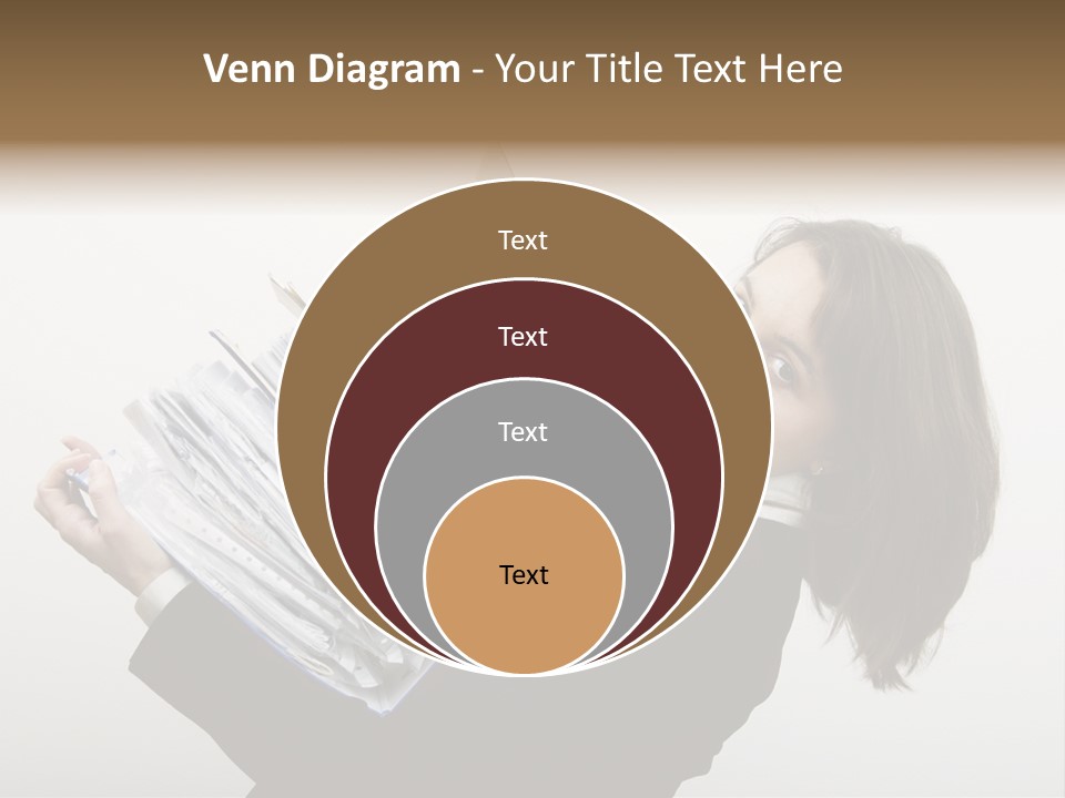 Business Woman Overloaded With Heavy Files PowerPoint Template