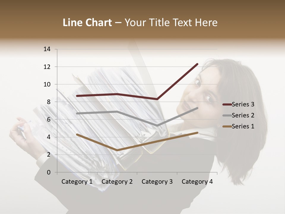 Business Woman Overloaded With Heavy Files PowerPoint Template