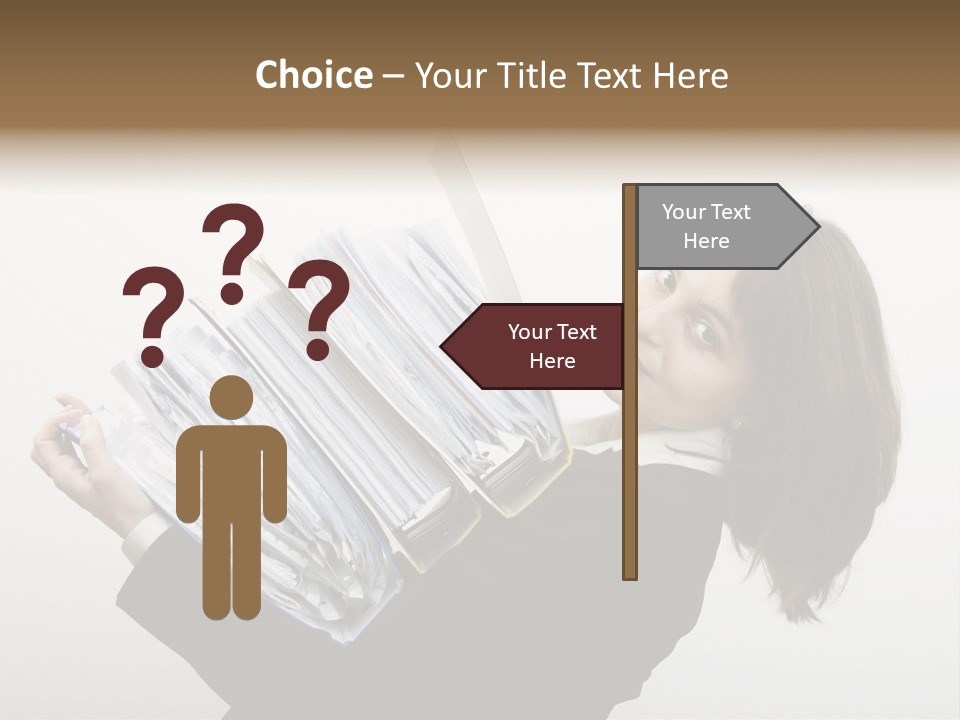 Business Woman Overloaded With Heavy Files PowerPoint Template