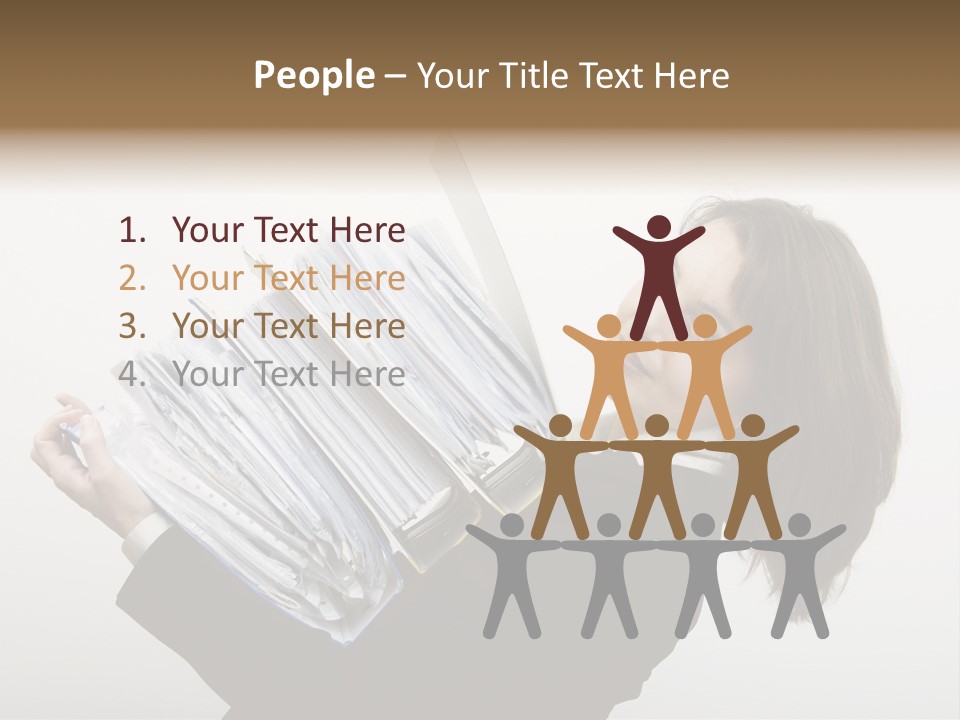 Business Woman Overloaded With Heavy Files PowerPoint Template
