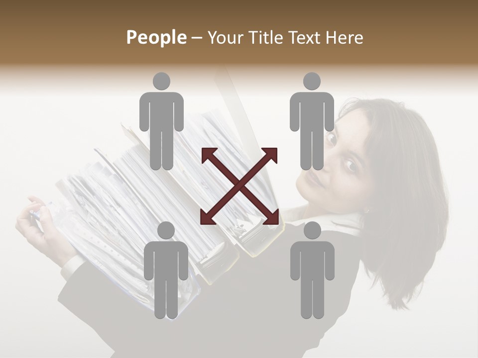 Business Woman Overloaded With Heavy Files PowerPoint Template