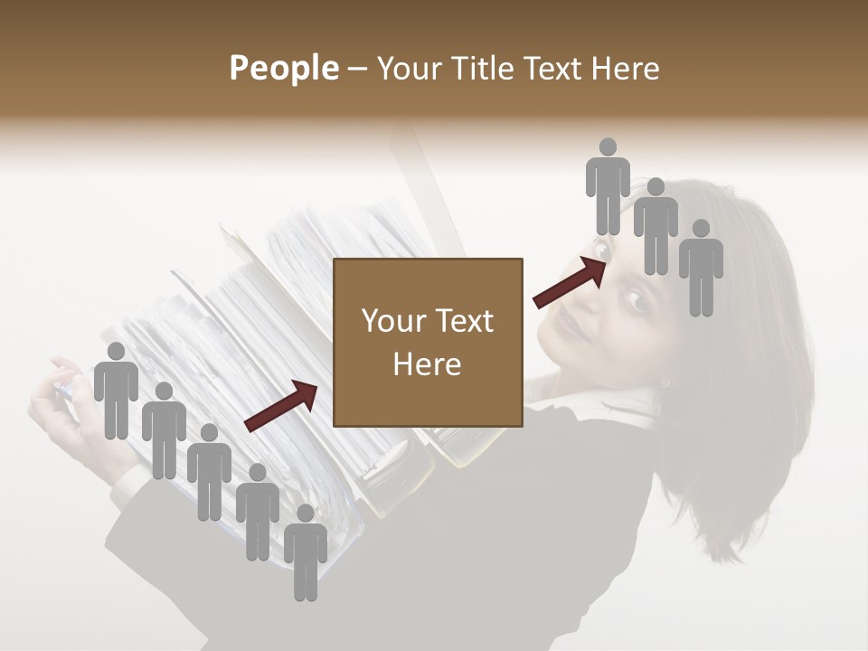 Business Woman Overloaded With Heavy Files PowerPoint Template