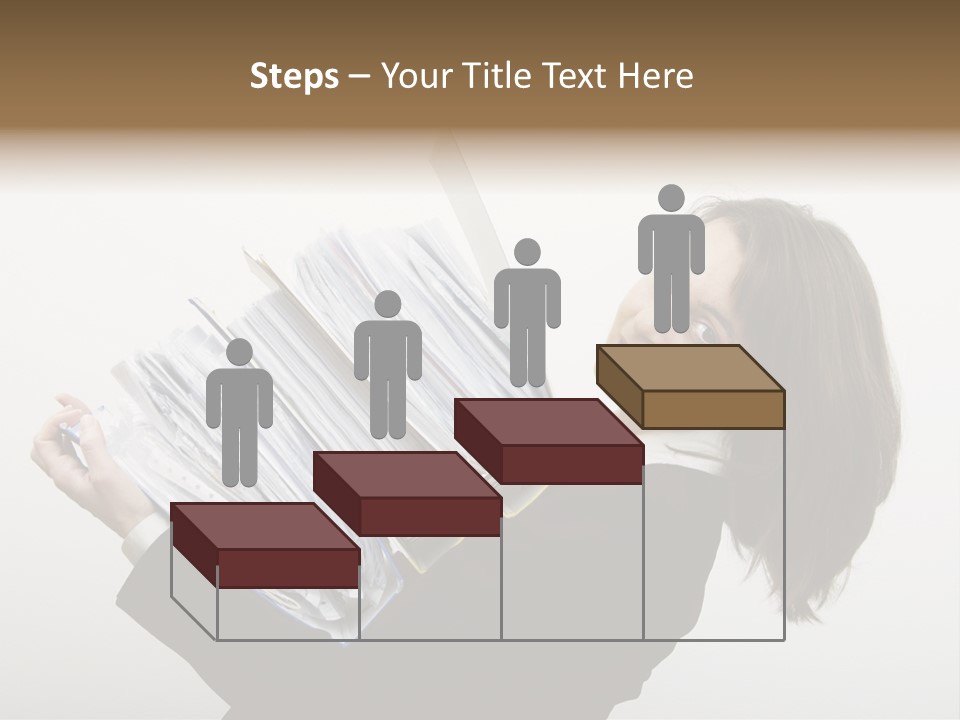 Business Woman Overloaded With Heavy Files PowerPoint Template