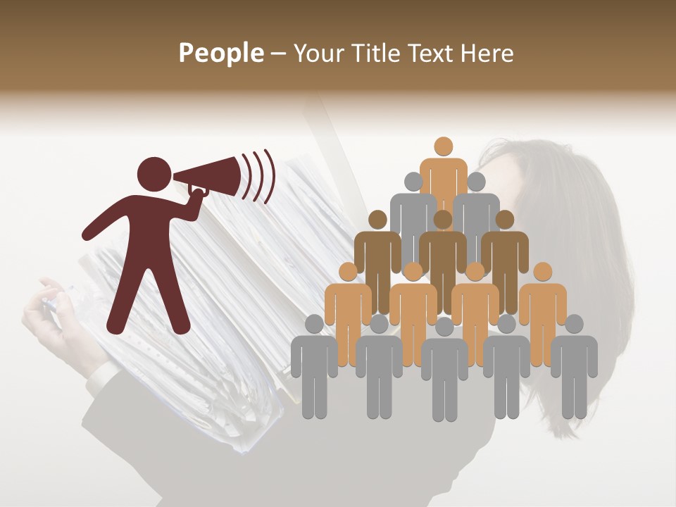 Business Woman Overloaded With Heavy Files PowerPoint Template