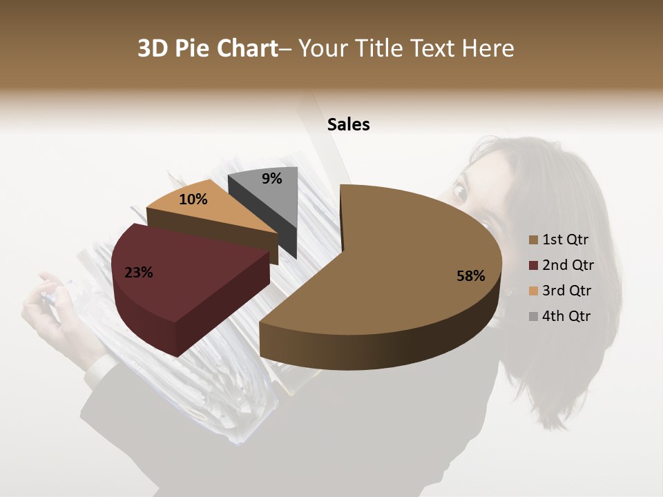 Business Woman Overloaded With Heavy Files PowerPoint Template