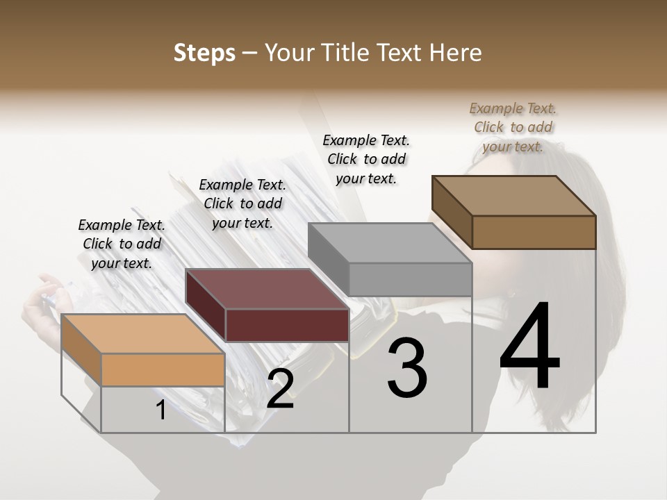 Business Woman Overloaded With Heavy Files PowerPoint Template