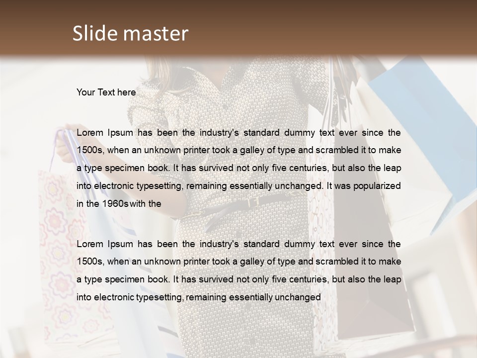 Woman Shopping In Mall Carrying Bags PowerPoint Template