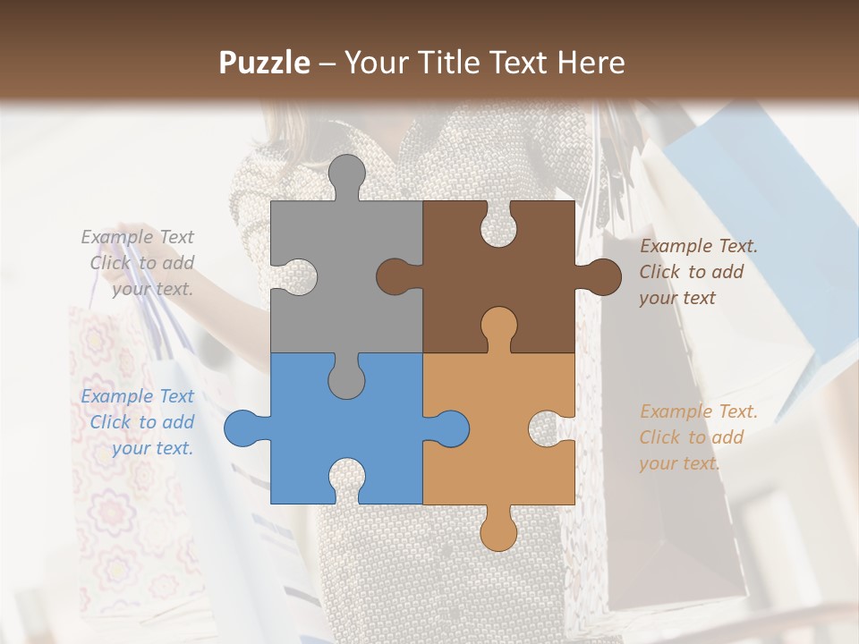 Woman Shopping In Mall Carrying Bags PowerPoint Template