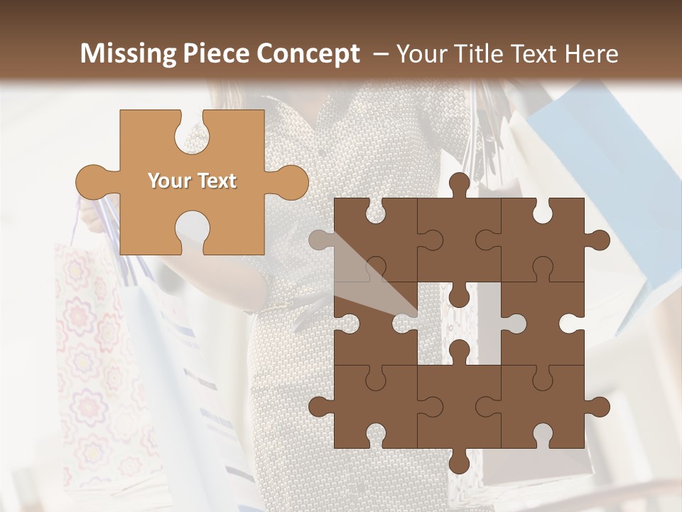 Woman Shopping In Mall Carrying Bags PowerPoint Template