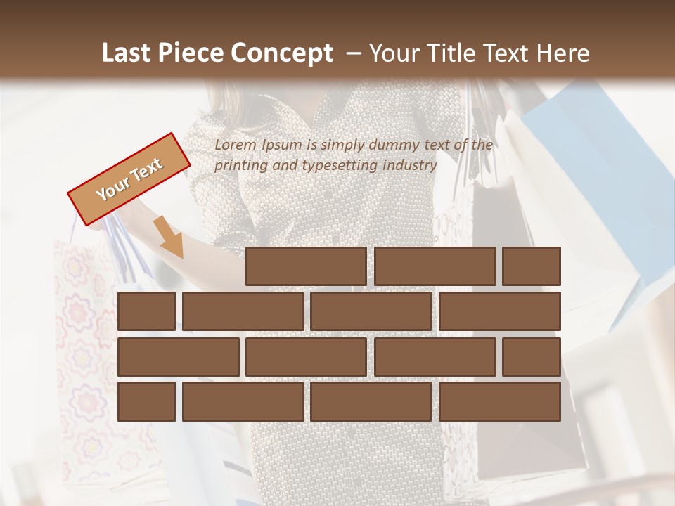 Woman Shopping In Mall Carrying Bags PowerPoint Template