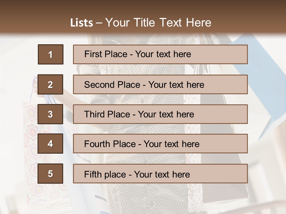 Woman Shopping In Mall Carrying Bags PowerPoint Template