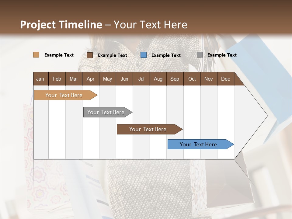 Woman Shopping In Mall Carrying Bags PowerPoint Template