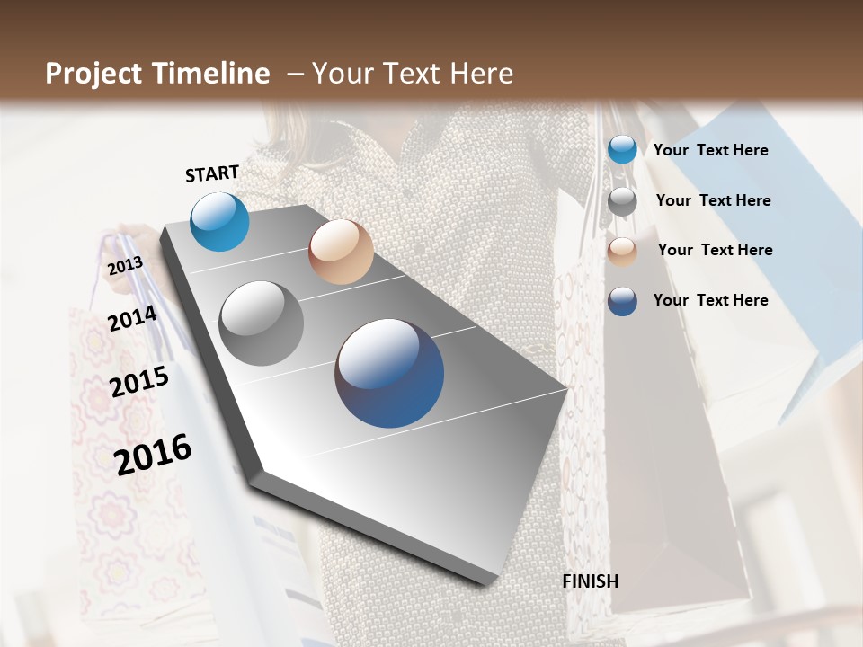 Woman Shopping In Mall Carrying Bags PowerPoint Template