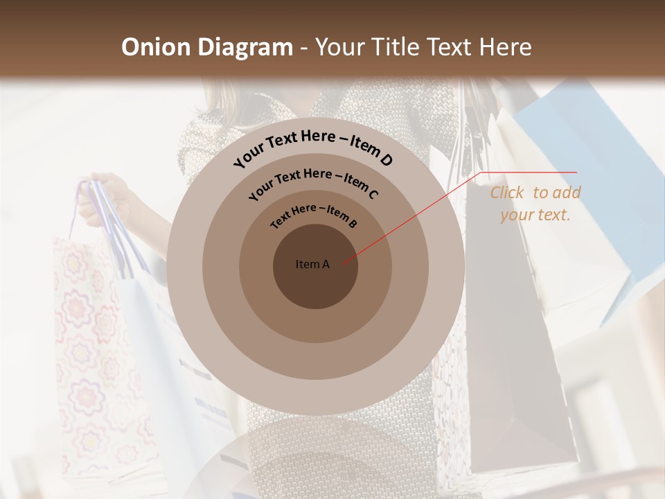 Woman Shopping In Mall Carrying Bags PowerPoint Template