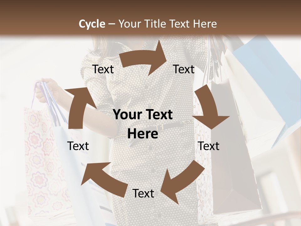 Woman Shopping In Mall Carrying Bags PowerPoint Template