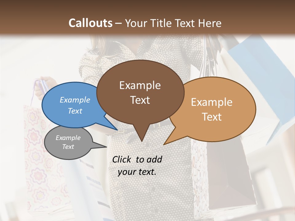 Woman Shopping In Mall Carrying Bags PowerPoint Template