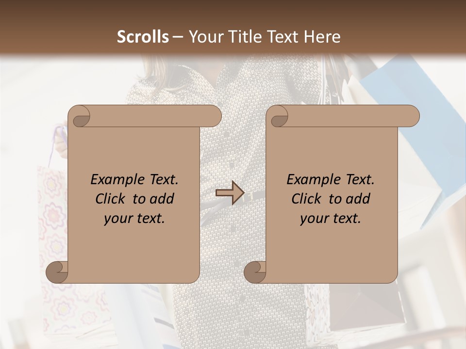 Woman Shopping In Mall Carrying Bags PowerPoint Template
