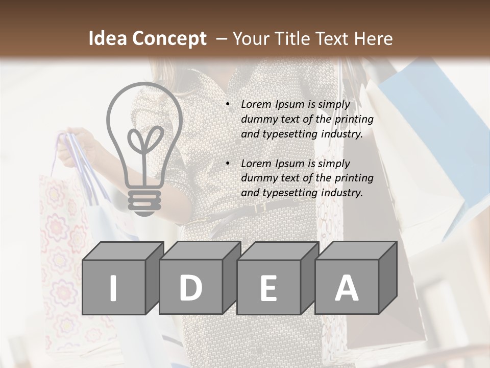 Woman Shopping In Mall Carrying Bags PowerPoint Template