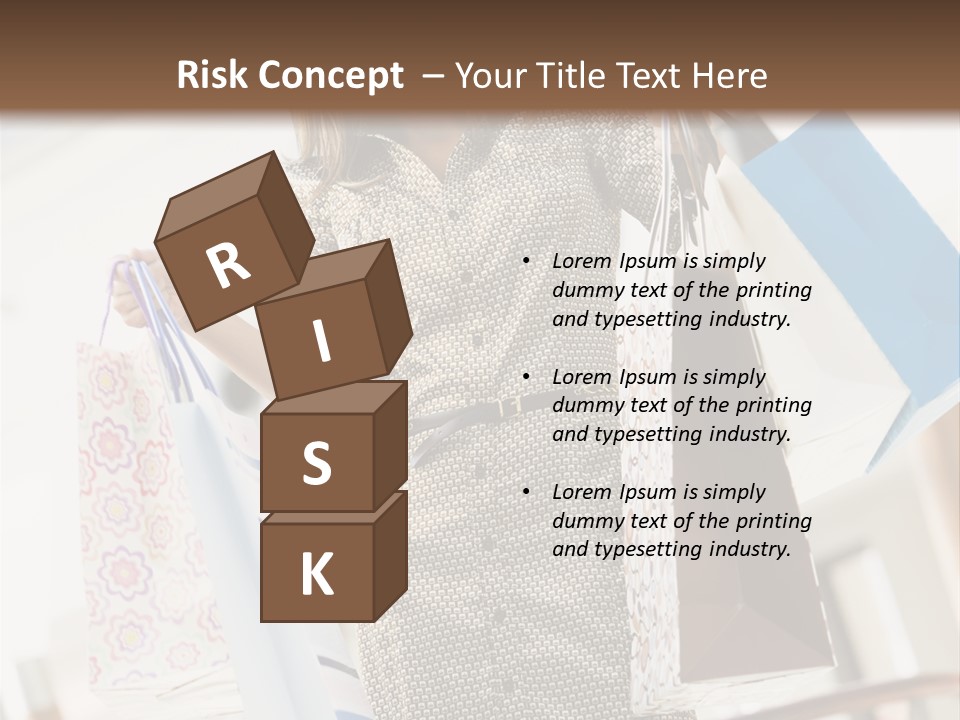 Woman Shopping In Mall Carrying Bags PowerPoint Template