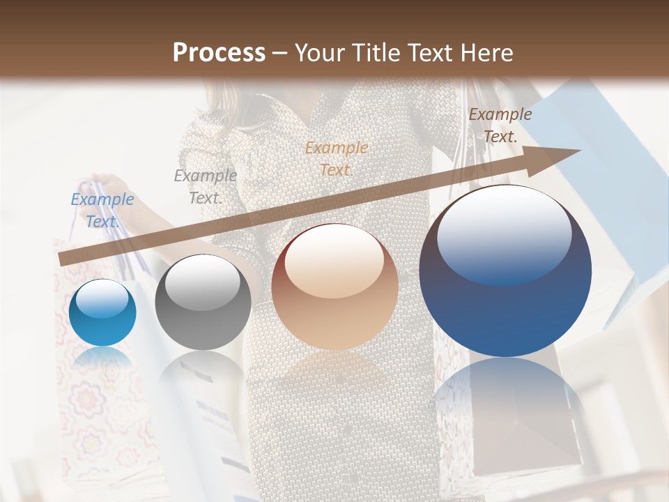 Woman Shopping In Mall Carrying Bags PowerPoint Template