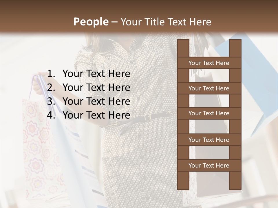 Woman Shopping In Mall Carrying Bags PowerPoint Template