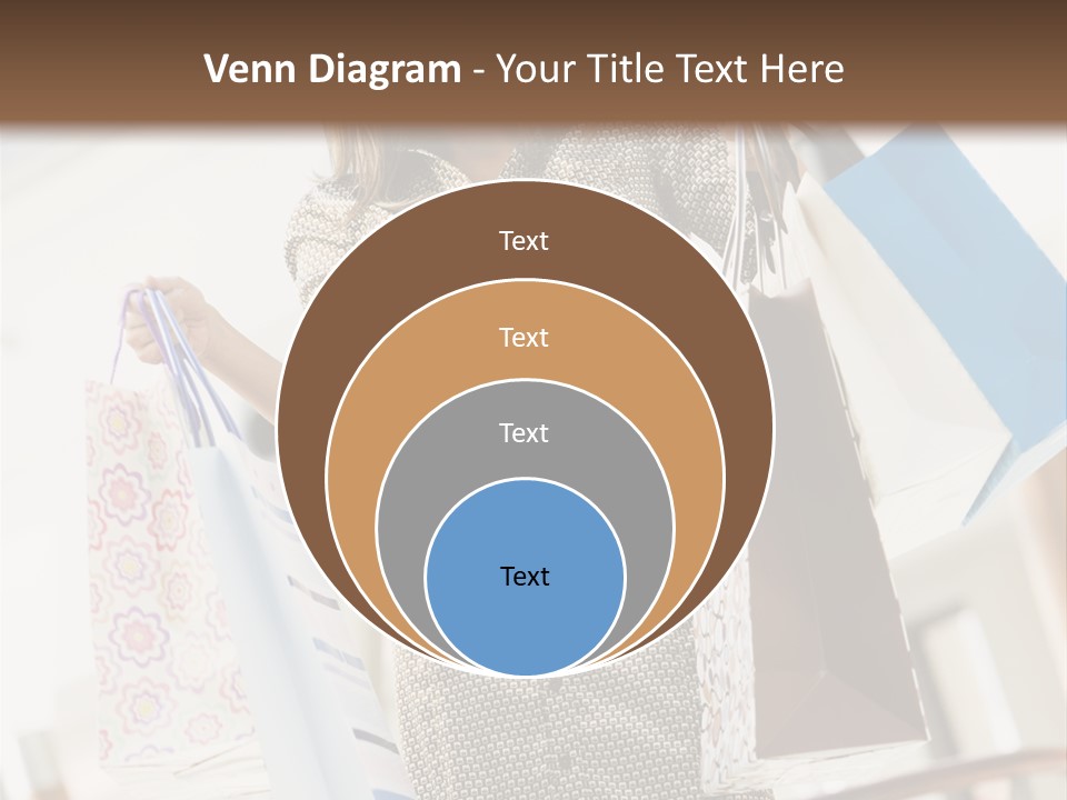 Woman Shopping In Mall Carrying Bags PowerPoint Template