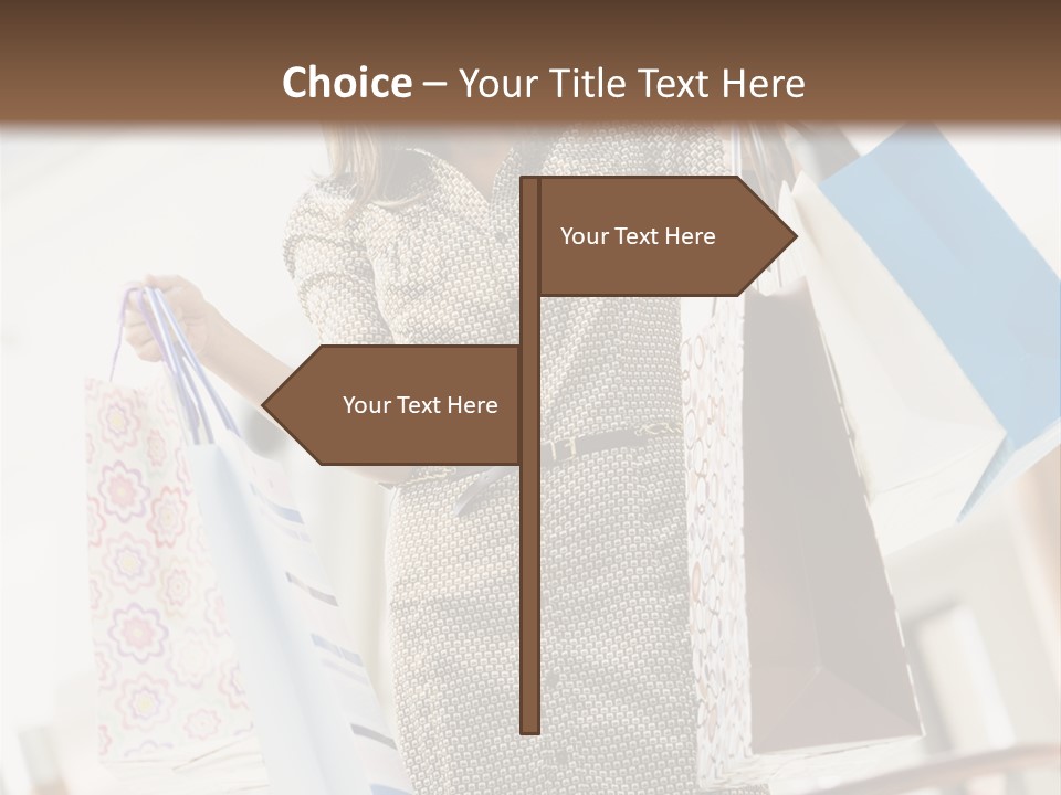 Woman Shopping In Mall Carrying Bags PowerPoint Template
