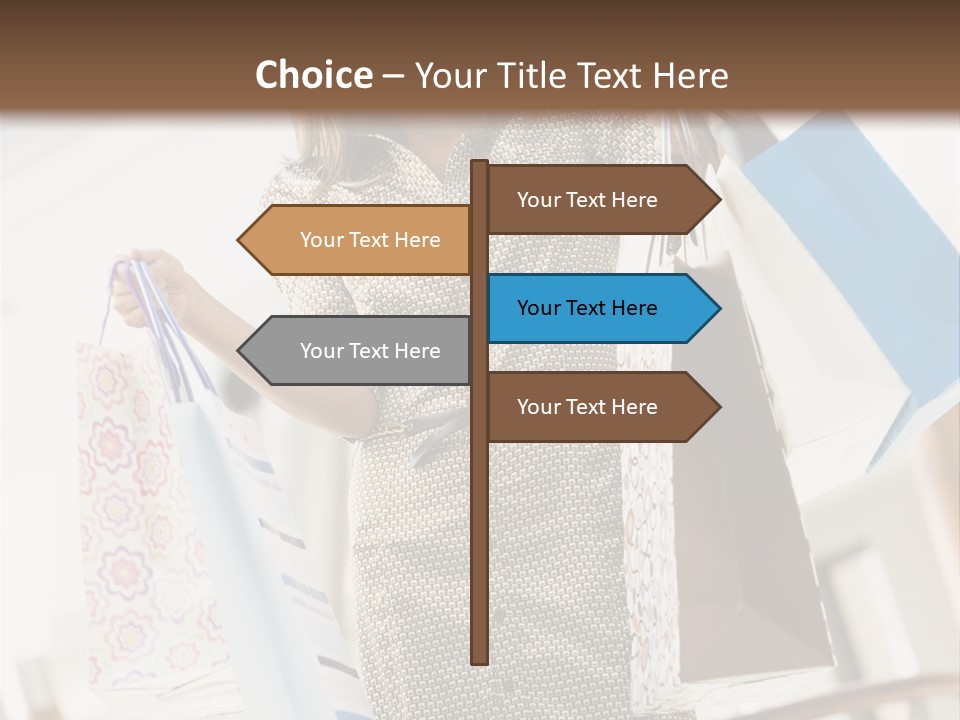 Woman Shopping In Mall Carrying Bags PowerPoint Template