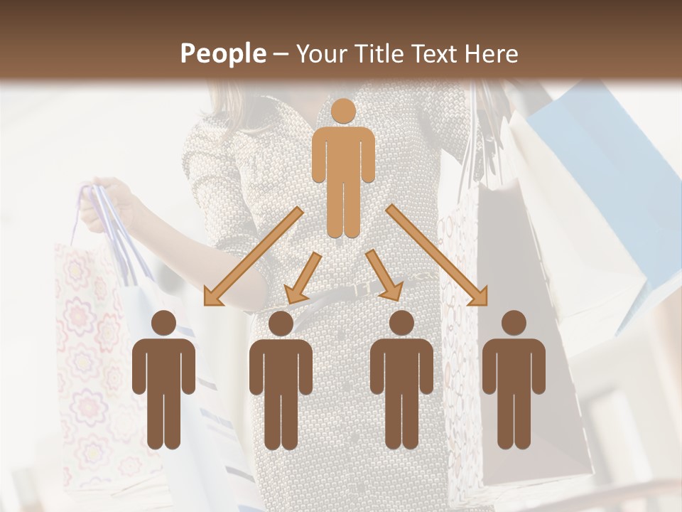 Woman Shopping In Mall Carrying Bags PowerPoint Template