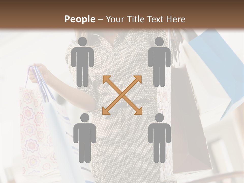 Woman Shopping In Mall Carrying Bags PowerPoint Template