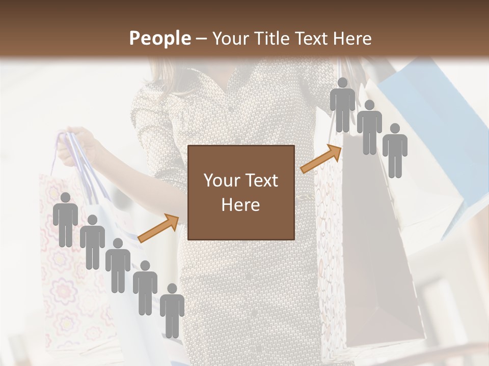 Woman Shopping In Mall Carrying Bags PowerPoint Template