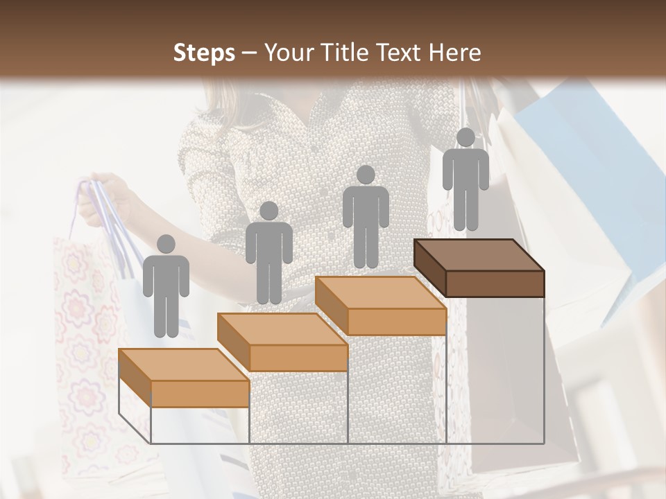 Woman Shopping In Mall Carrying Bags PowerPoint Template